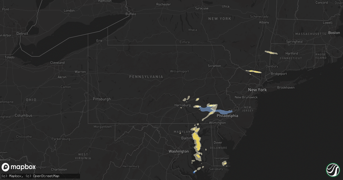 Hail map in Pennsylvania on July 8, 2025