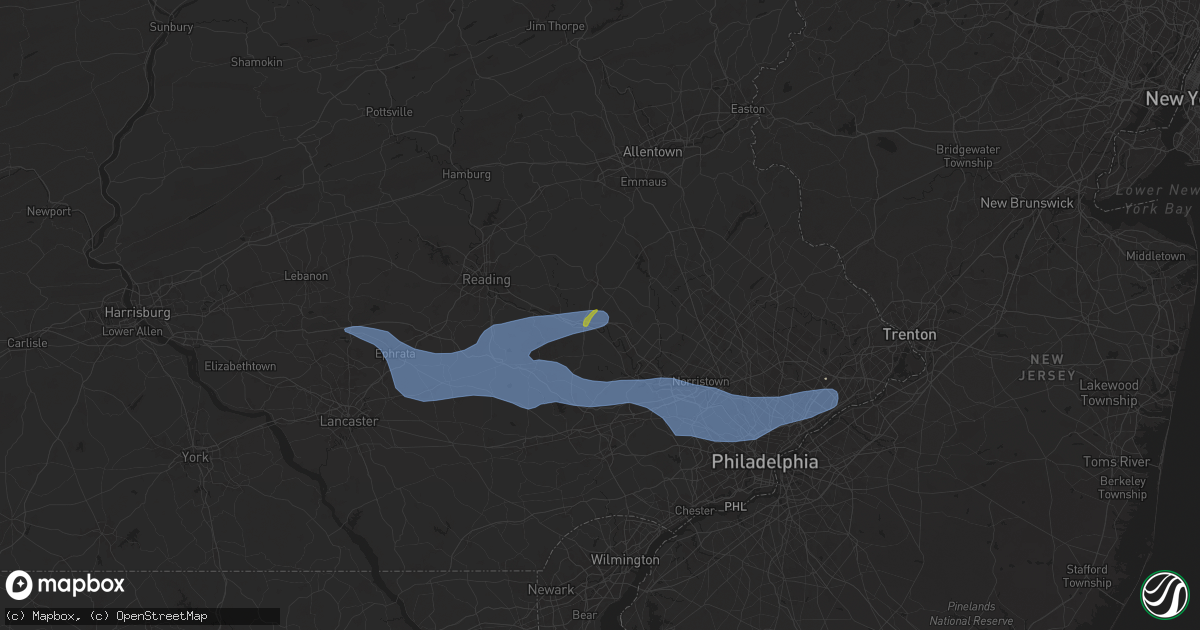 Hail map in Pottstown, PA on July 8, 2025