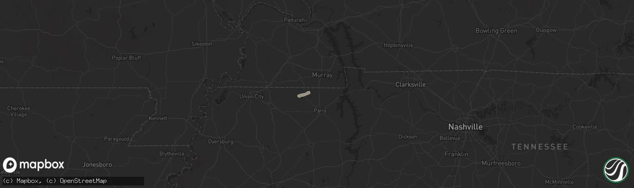 Hail map in Puryear, TN on July 8, 2025