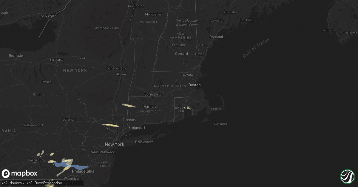 Hail map in Rhode Island on July 8, 2025