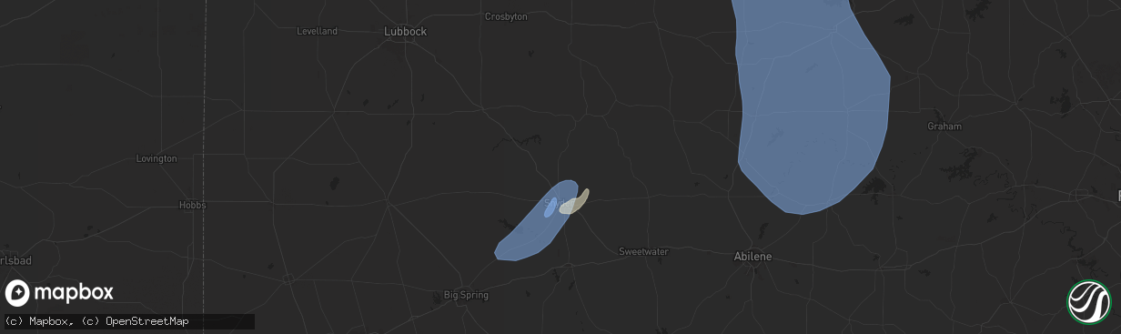 Hail map in Snyder, TX on July 8, 2025