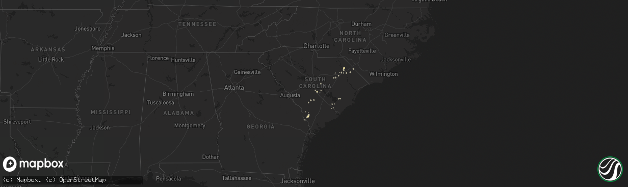 Hail map in South Carolina on July 8, 2025
