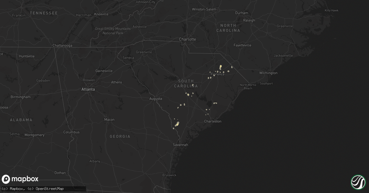 Hail map in South Carolina on July 8, 2025