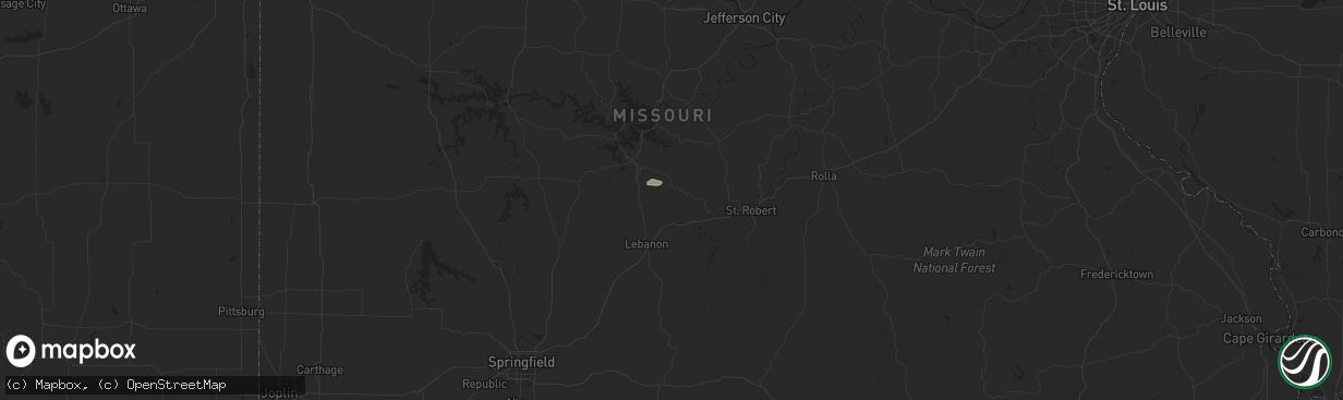 Hail map in Stoutland, MO on July 8, 2025