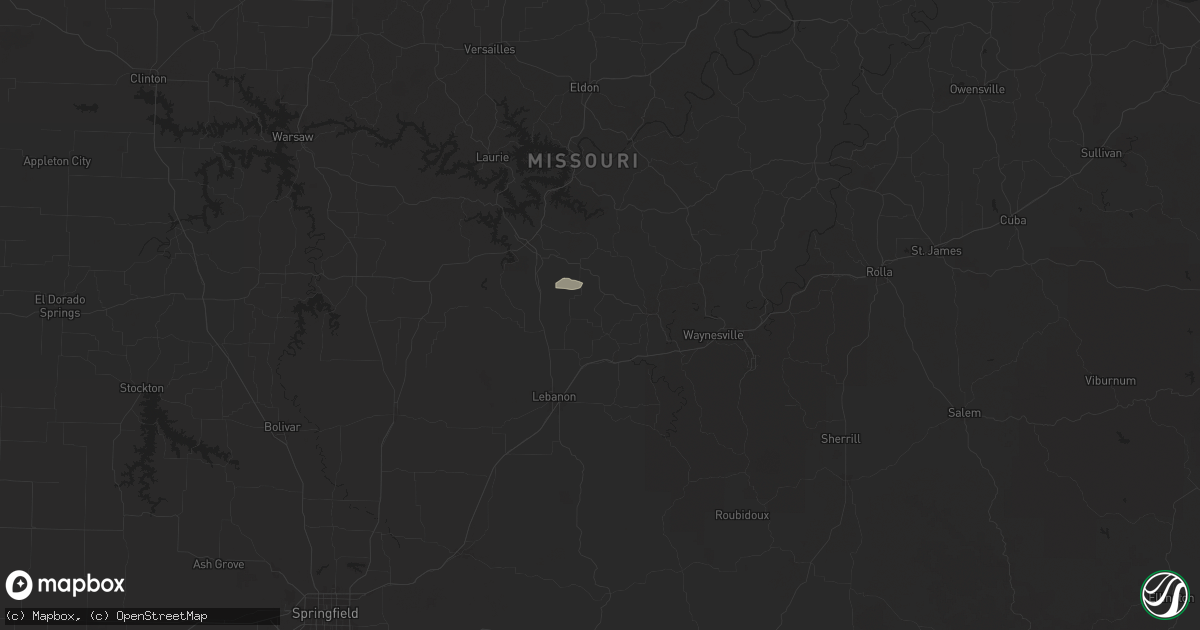 Hail map in Stoutland, MO on July 8, 2025