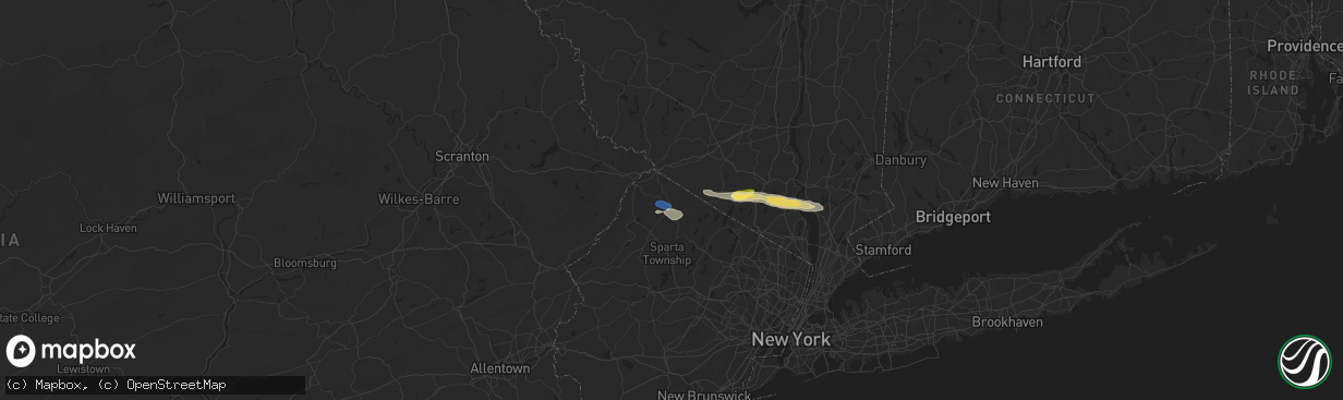 Hail map in Sussex, NJ on July 8, 2025