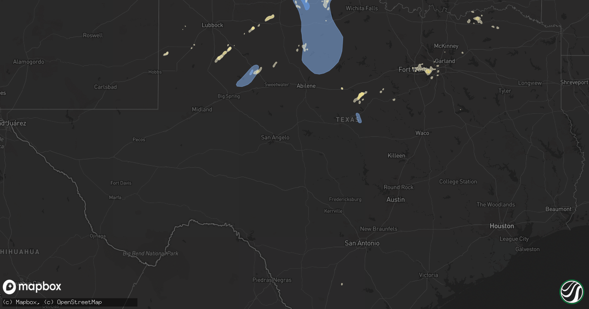 Hail map in Texas on July 8, 2025