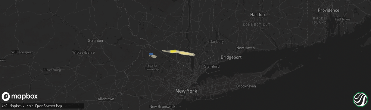 Hail map in Thiells, NY on July 8, 2025