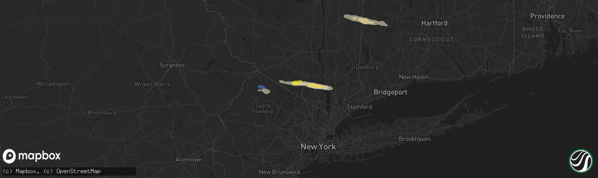Hail map in Tuxedo Park, NY on July 8, 2025