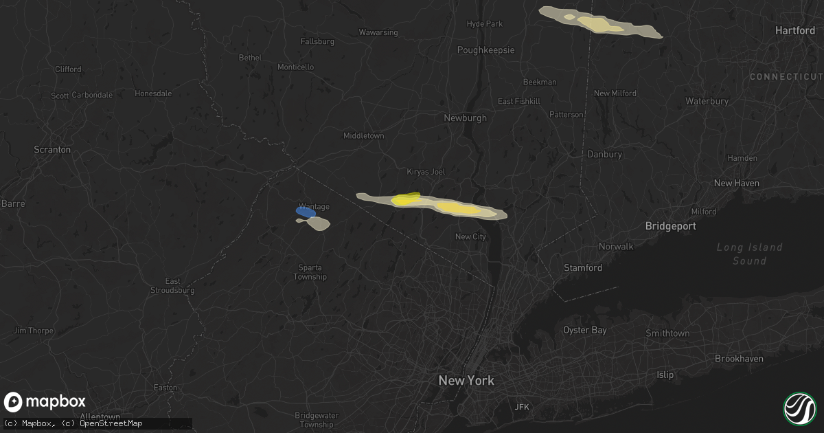 Hail map in Tuxedo Park, NY on July 8, 2025