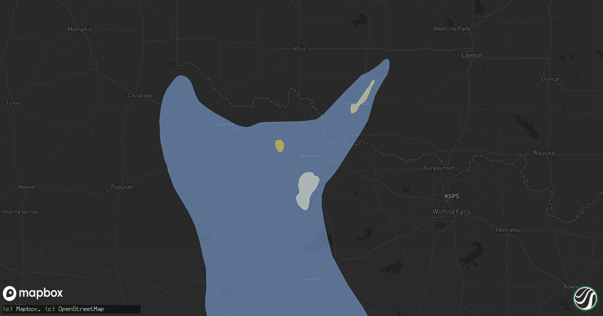 Hail map in Vernon, TX on July 8, 2025