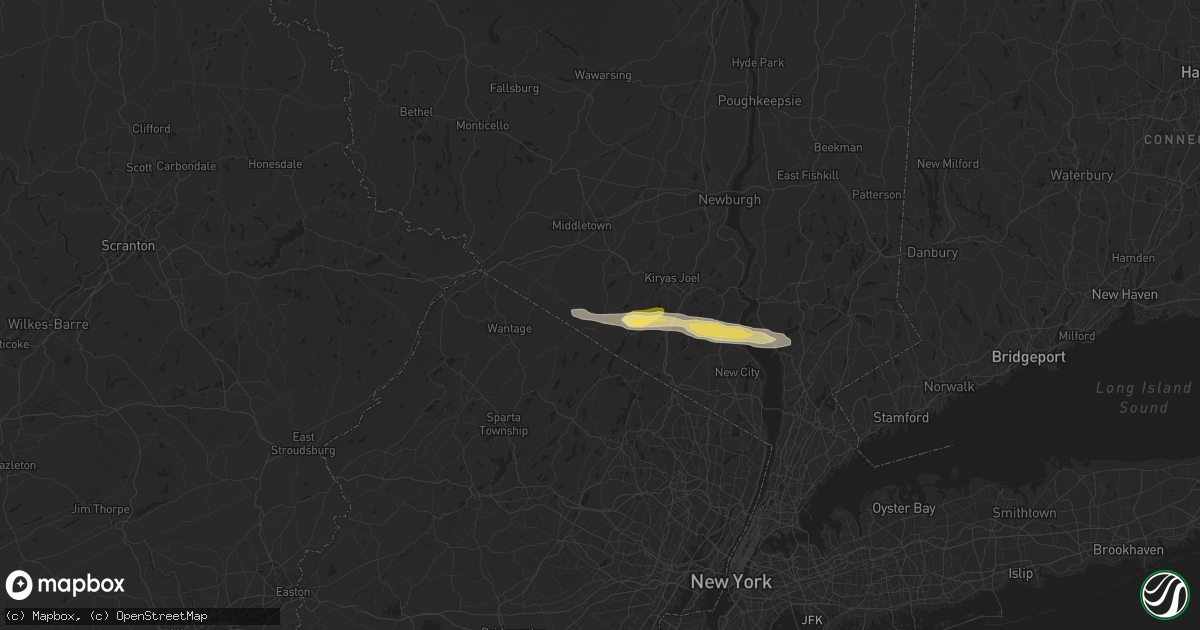 Hail map in Warwick, NY on July 8, 2025
