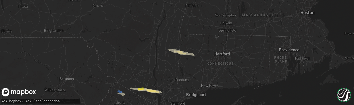 Hail map in Wassaic, NY on July 8, 2025