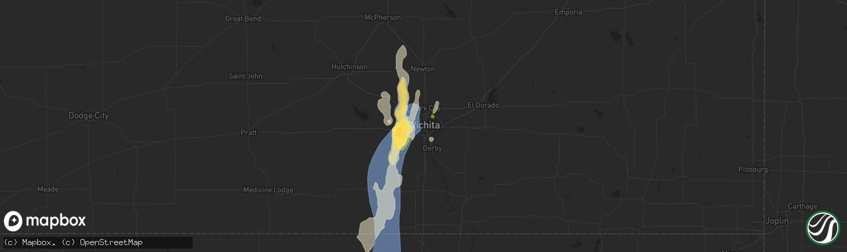 Hail map in Wichita, KS on July 8, 2025