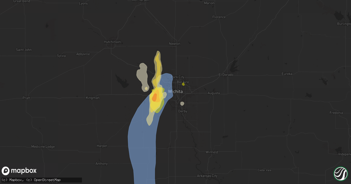Hail map in Wichita, KS on July 8, 2025