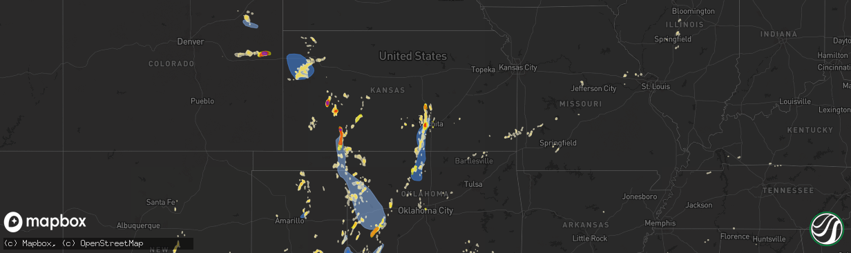 Hail map on July 8, 2025