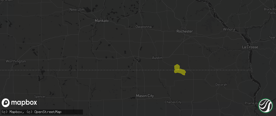 Hail map in Albert Lea, MN on July 8, 2026