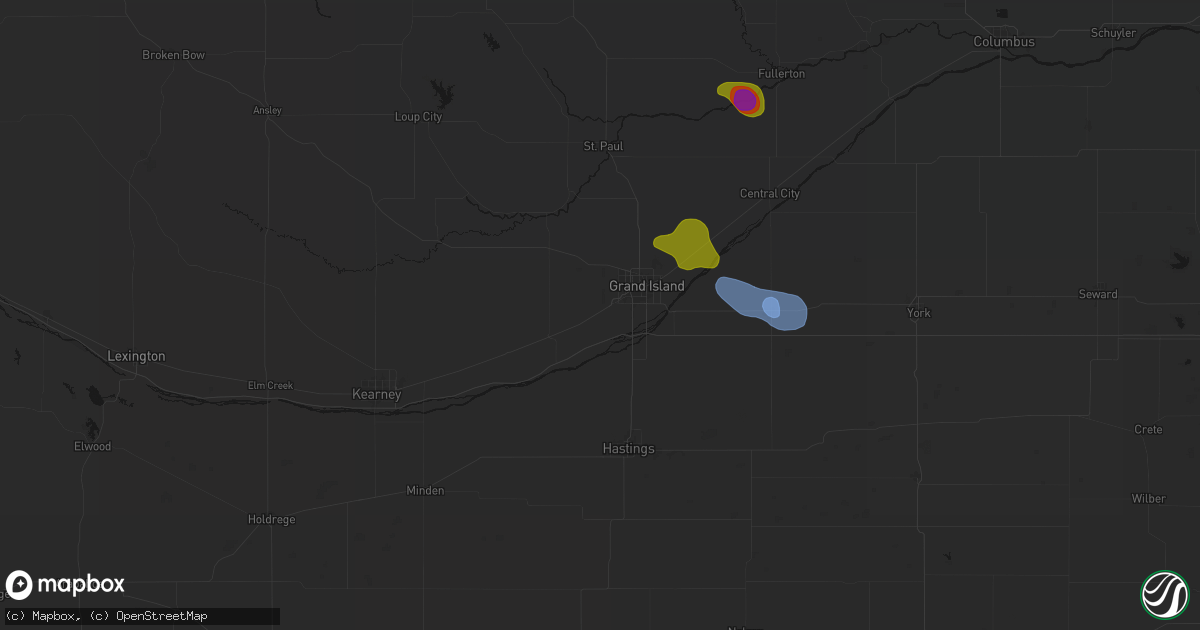 Hail map in Alda, NE on July 8, 2026