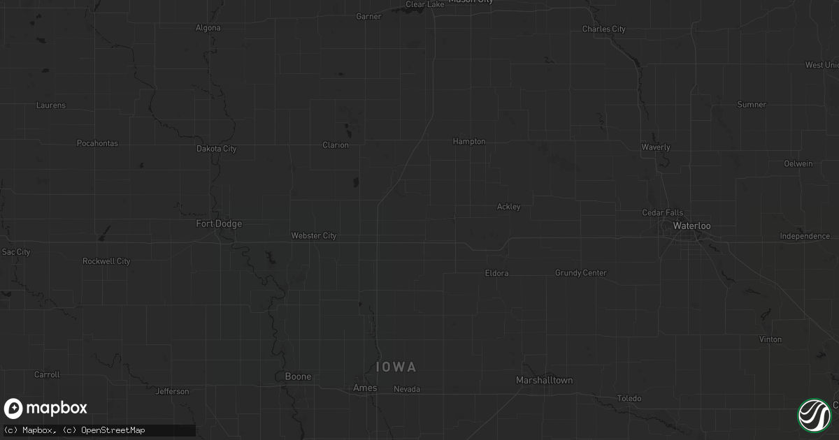 Hail map in Alden, IA on July 8, 2026