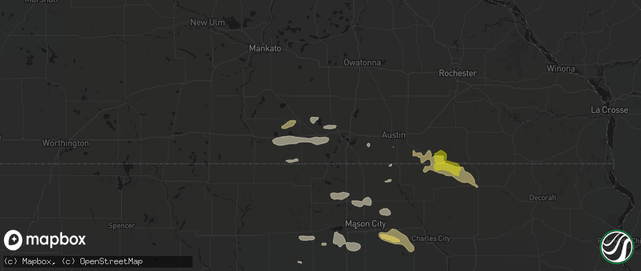 Hail map in Alden, MN on July 8, 2026