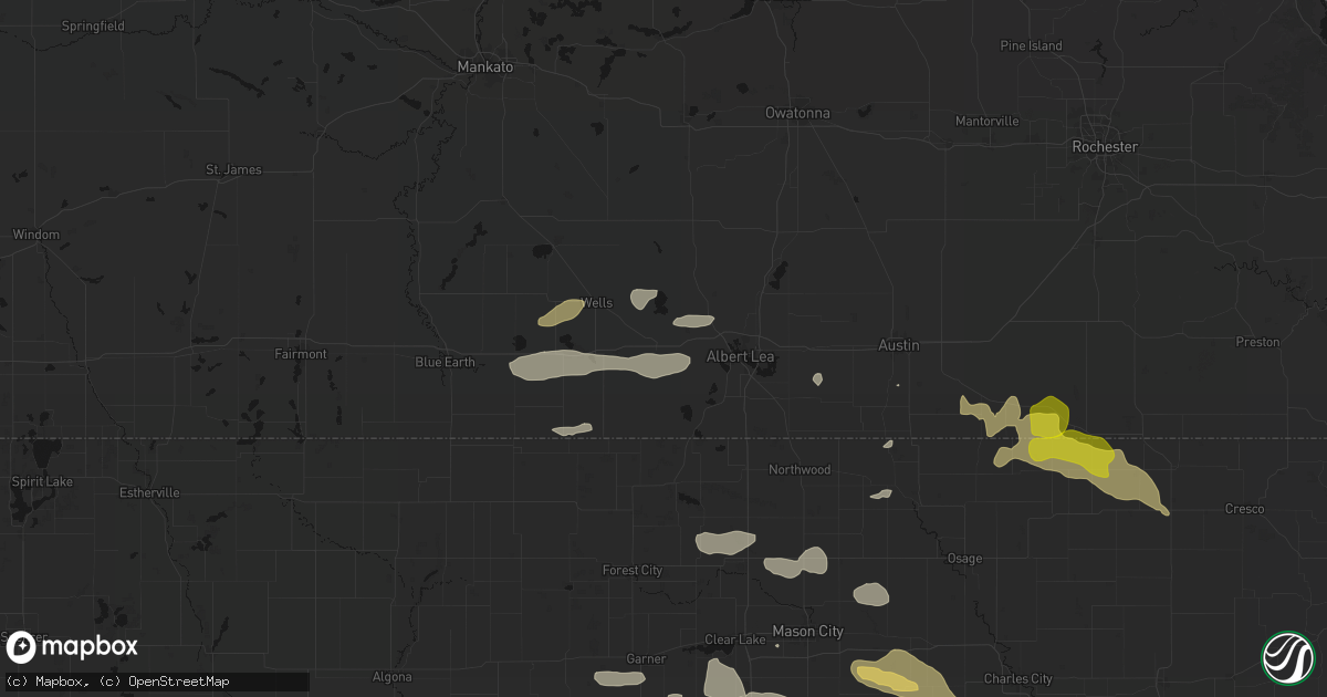 Hail map in Alden, MN on July 8, 2026