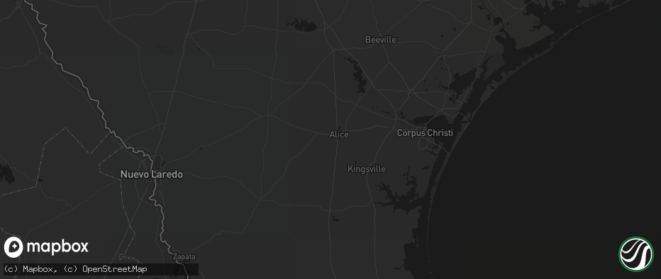 Hail map in Alice, TX on July 8, 2026