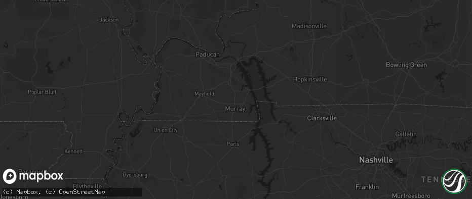 Hail map in Almo, KY on July 8, 2026