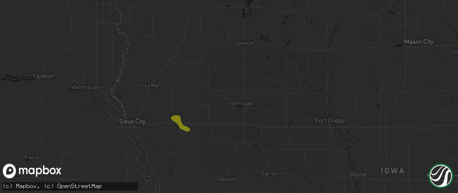 Hail map in Alta, IA on July 8, 2026