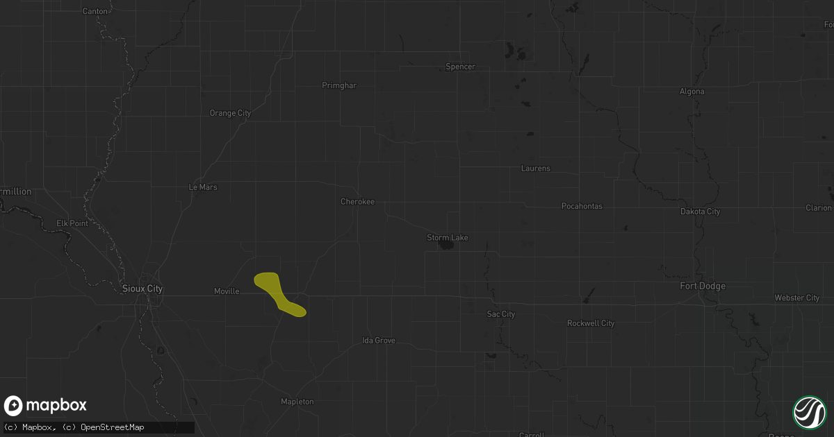 Hail map in Alta, IA on July 8, 2026