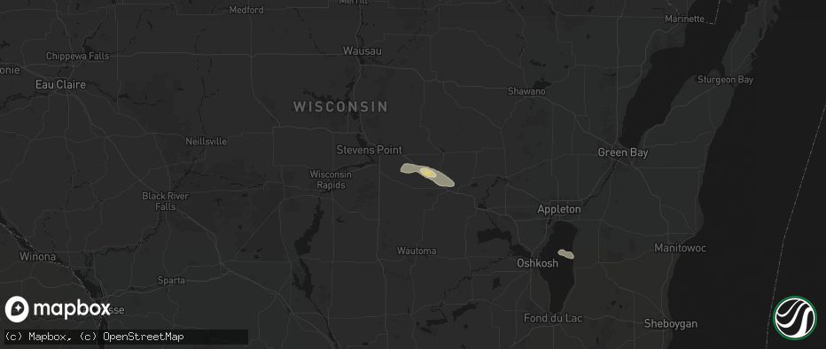 Hail map in Amherst, WI on July 8, 2026