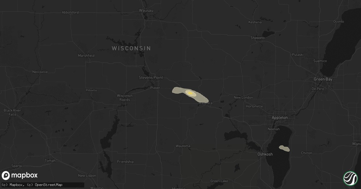 Hail map in Amherst, WI on July 8, 2026