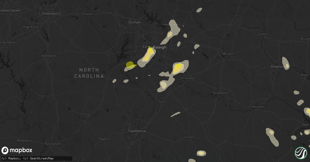 Hail map in Angier, NC on July 8, 2026