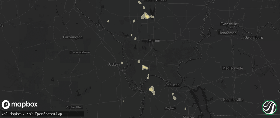 Hail map in Anna, IL on July 8, 2026