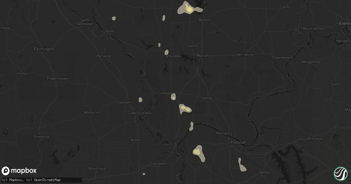 Hail map in Anna, IL on July 8, 2026