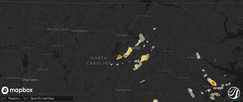 Hail map in Apex, NC on July 8, 2026
