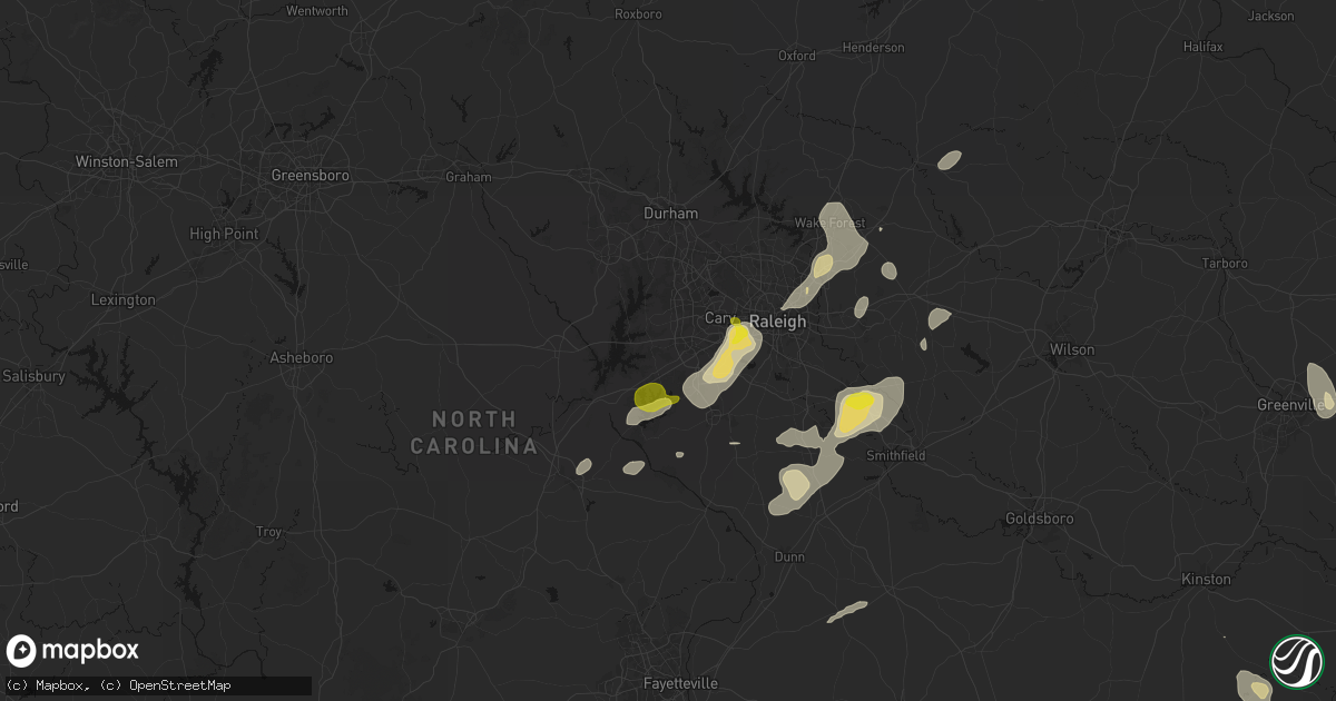 Hail map in Apex, NC on July 8, 2026