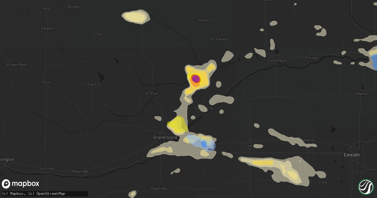 Hail map in Archer, NE on July 8, 2026