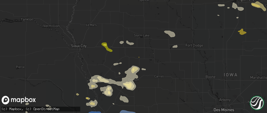 Hail map in Arthur, IA on July 8, 2026