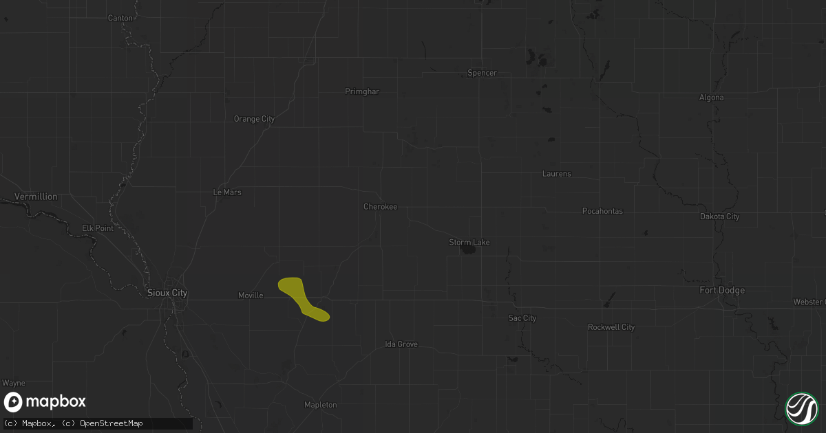 Hail map in Aurelia, IA on July 8, 2026