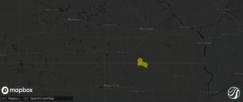 Hail map in Austin, MN on July 8, 2026