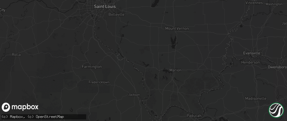 Hail map in Ava, IL on July 8, 2026