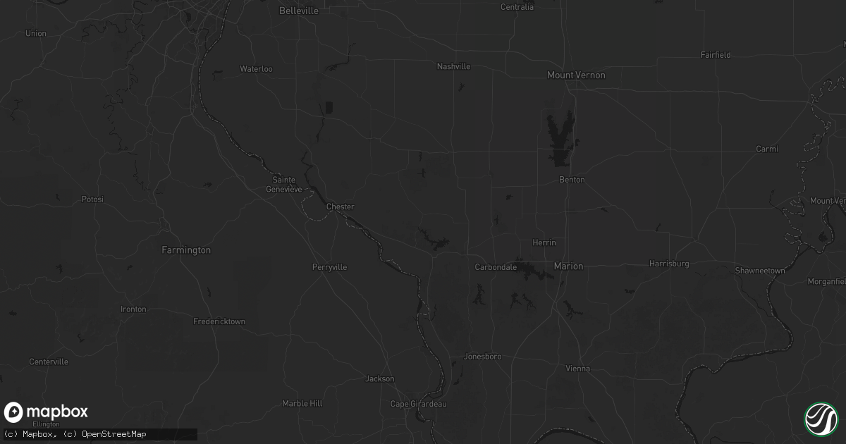 Hail map in Ava, IL on July 8, 2026