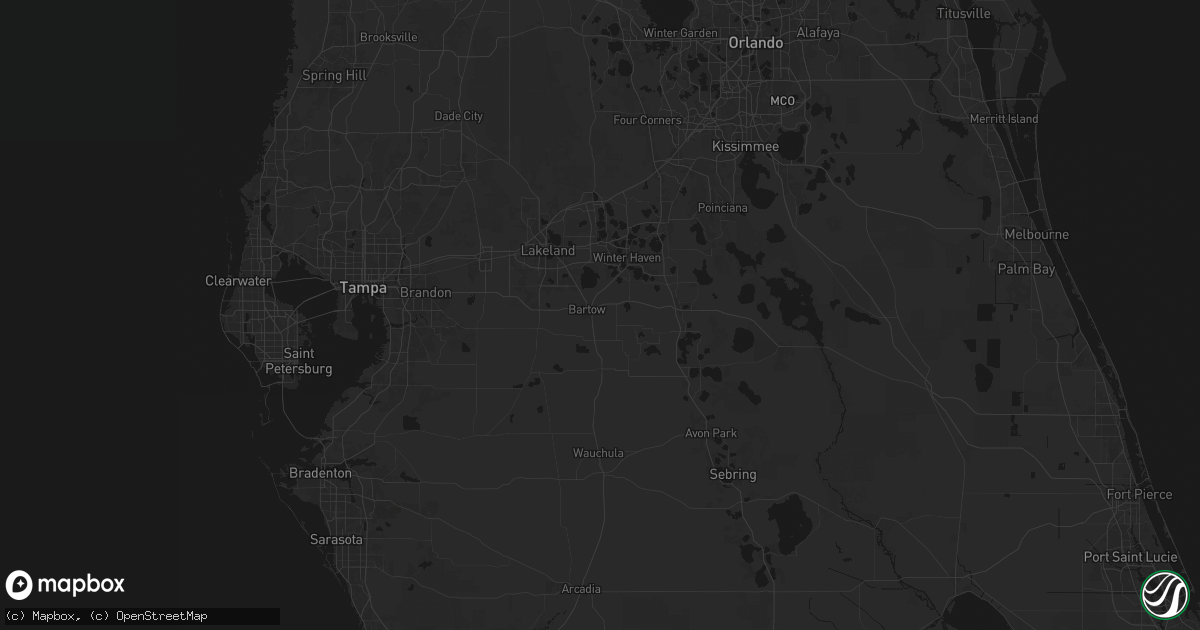 Hail map in Bartow, FL on July 8, 2026
