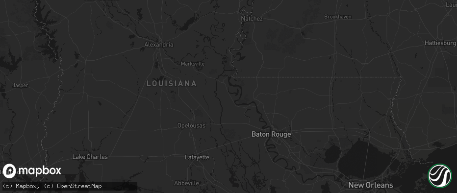 Hail map in Batchelor, LA on July 8, 2026