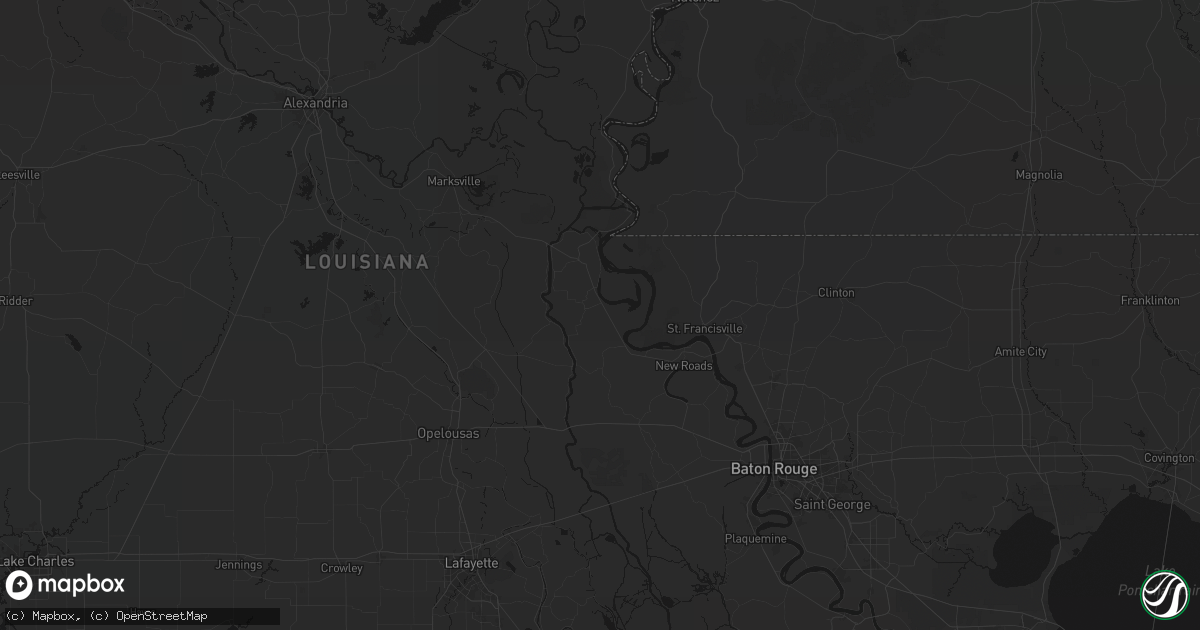 Hail map in Batchelor, LA on July 8, 2026