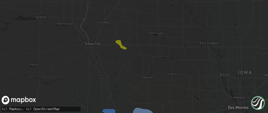 Hail map in Battle Creek, IA on July 8, 2026