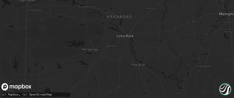 Hail map in Bauxite, AR on July 8, 2026