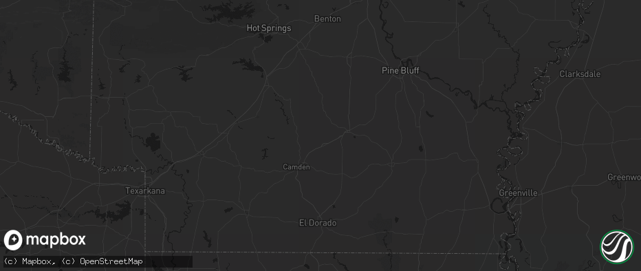 Hail map in Bearden, AR on July 8, 2026