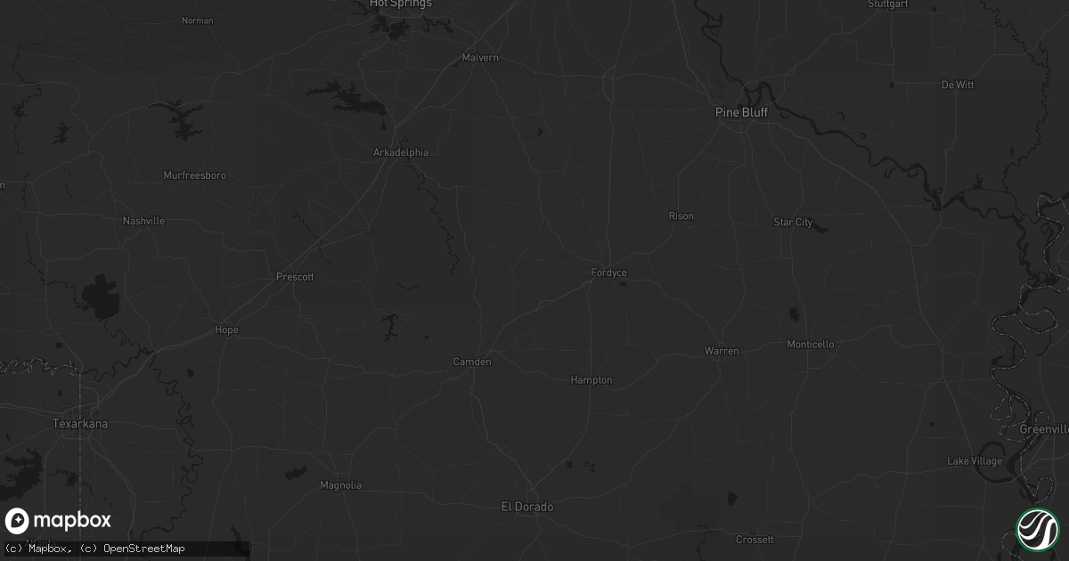 Hail map in Bearden, AR on July 8, 2026