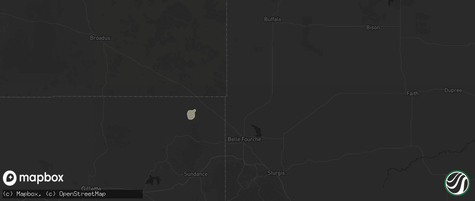 Hail map in Belle Fourche, SD on July 8, 2026